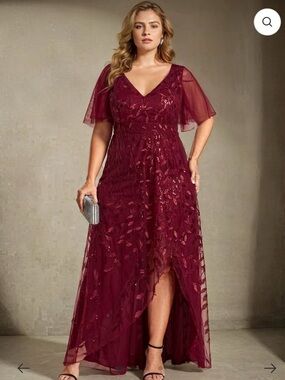 Elegant Red Sequin Wedding Dress